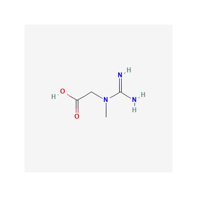 Creatine molecular structure — 2D structural formula showing the guanidinium group that forms phosphocreatine, the brain's primary energy buffer
