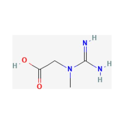 Creatine molecular structure on a recovery-themed background
